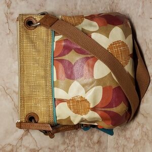 Fossil floral canvas adjustable shoulder crossbody bag